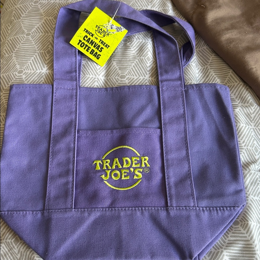 Trader Joe’s Purple Canvas Mini Tote Bag BRAND NEW WITH TAG